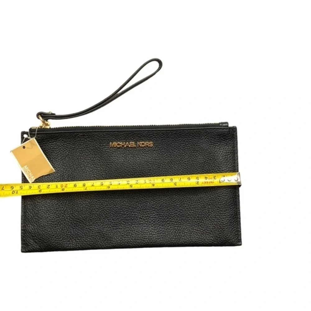 Michael Kors black pebbled leather large wristlet bag nwt